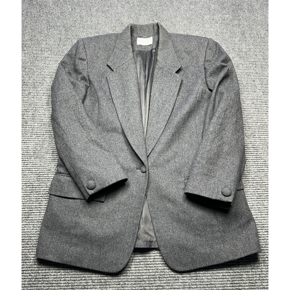 Vintage Pendleton Blazer Womens Sz 12 Gray 100% Virgin Wool Made in USA Tailored